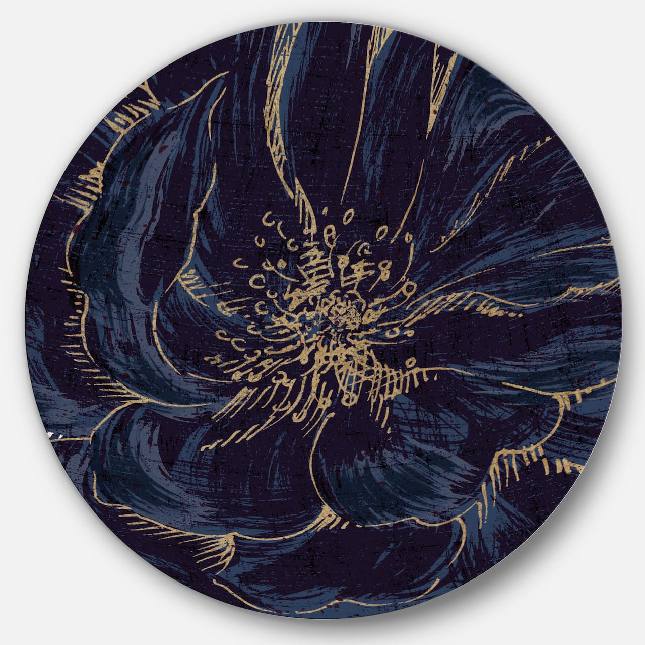 Designart - Dark Rose Gilded Gold - Shabby Chic Metal Circle Wall Art